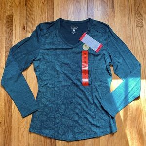Teal merino wool long sleeve activewear shirt